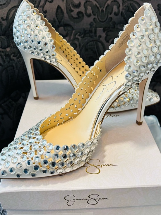 Jessica Simpson Shoes - Jessica Simpson Preppi-B Crystal Bridal Pumps | White Satin | NWT | 9.5M